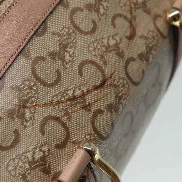CELINE C Macadam Canvas Hand Bag PVC Leather Beige Auth 90593 - Picture 7 of 16